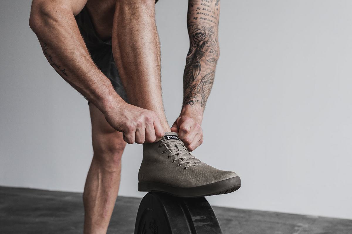 Nobull Canvas Mid Men's Trainers Brown | Australia (DS0697)